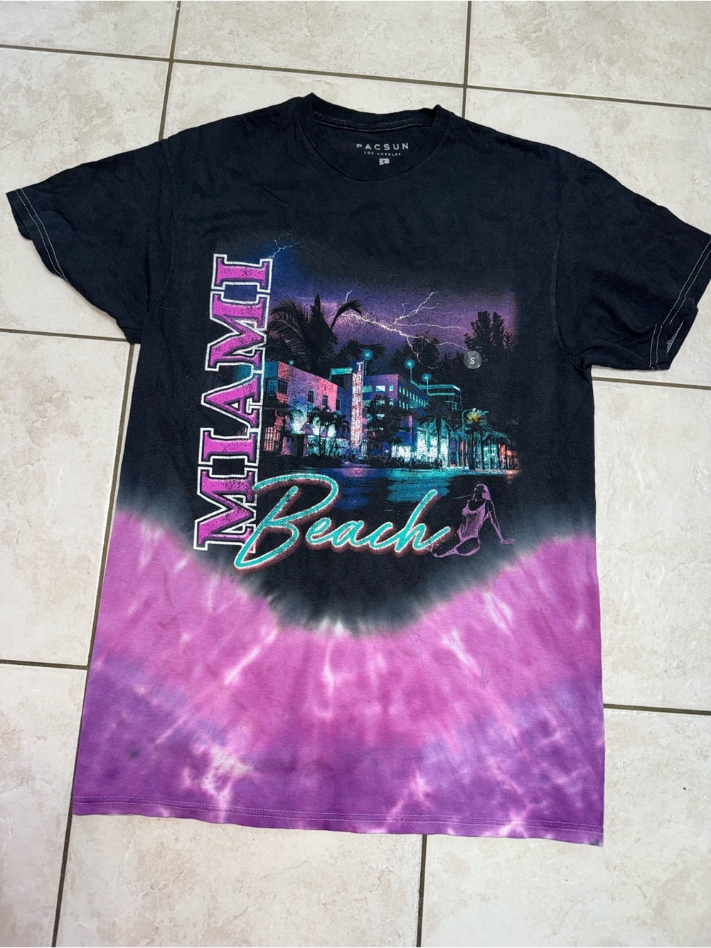 Miami Beach Graphic Tee - Neon Tie-Dye
